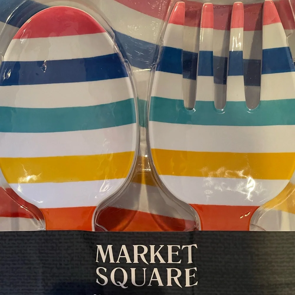 Striped Melamine Serving Set, New in Packaging Oversize Set